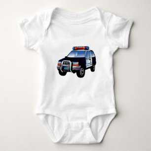 Cool Emergency Police Car Cartoon Design for Kids Baby Bodysuit