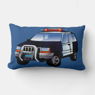 Cool Emergency Police Car Cartoon Design for Kids Lumbar Cushion