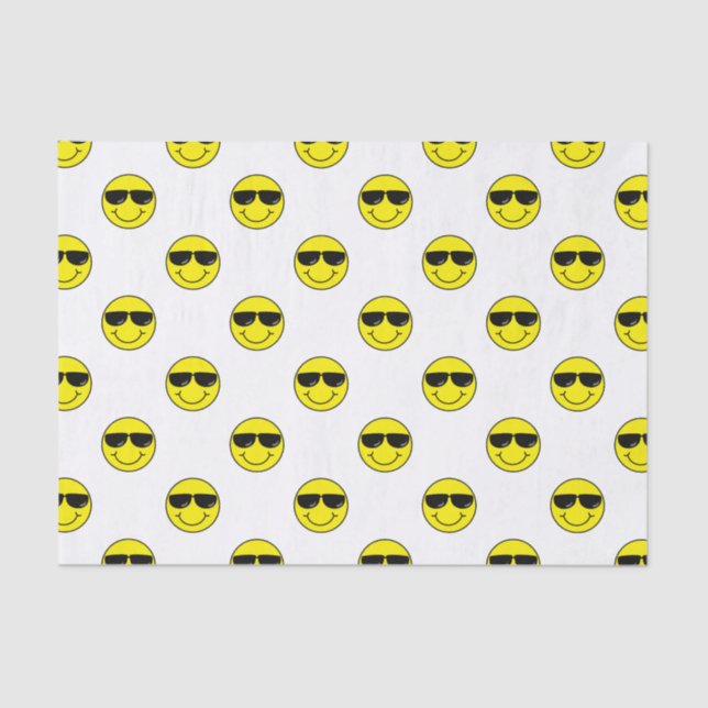 Cool Emoji Face with Sunglasses Tissue Paper (Front)