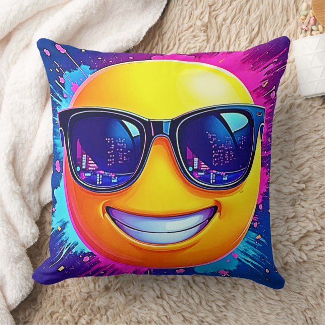 Cool 😎 Emoji Splash Fun Cushion (Blanket)