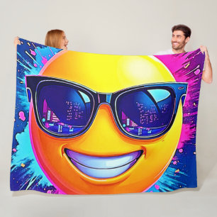 Cool 😎 Emoji Splash Fun Fleece Blanket