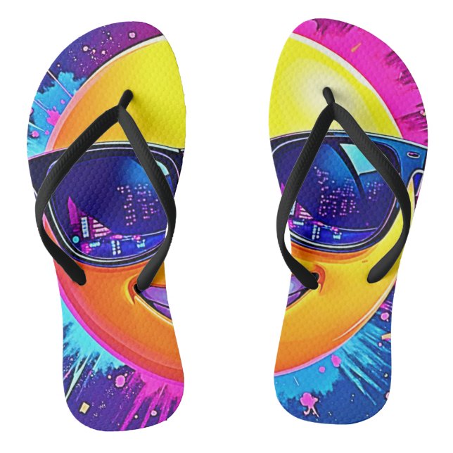Cool 😎 Emoji Splash Fun Thongs (Footbed)