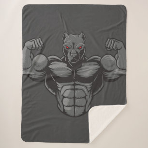 Cool English Bulldog Bodybuilder Weightlifting Sherpa Blanket
