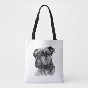 Cool English Bulldog Wearing Sunglasses Tote Bag