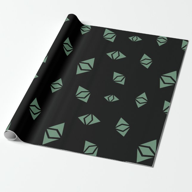 Cool Ethereum Classic Cryptocurrency Sign Pattern Wrapping Paper (Unrolled)