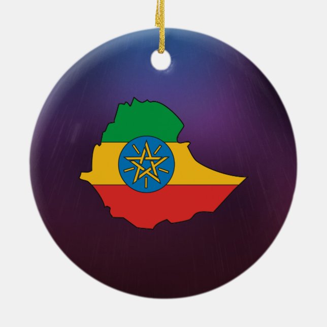 Cool ethiopia Flag Map Ceramic Ornament (Back)