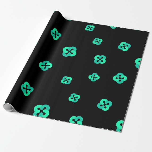 Cool Ethos Cryptocurrency Coin Sign Pattern Wrapping Paper (Unrolled)