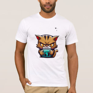 Cool Evil Brown Cat Yellow Eye Dark Star Blue Ball T-Shirt