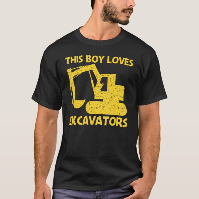 Cool Excavator For Boys Kids Heavy Equipment Opera T-Shirt (Front)