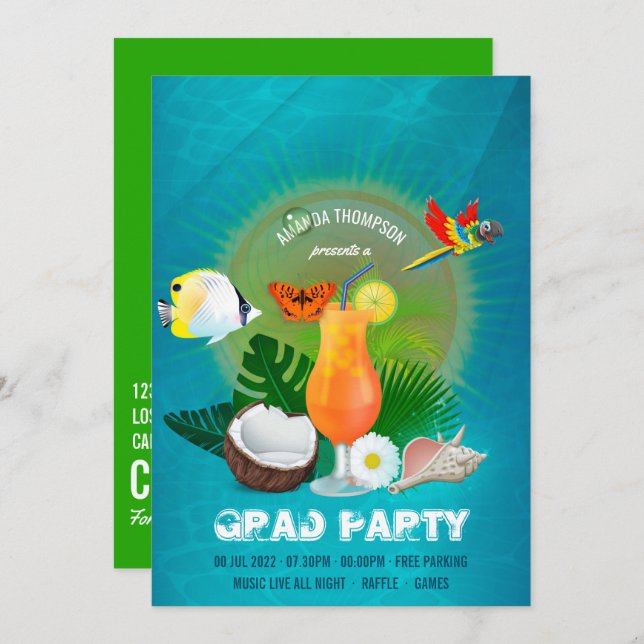 Cool Exotic Graduation Party Invitation (Front/Back)