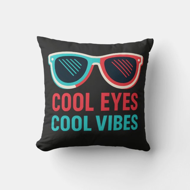 Cool Eyes Cool Vibes Retro 3D Glasses T-Shirt Cushion (Front)