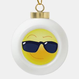 COOL FACE CERAMIC BALL CHRISTMAS ORNAMENT