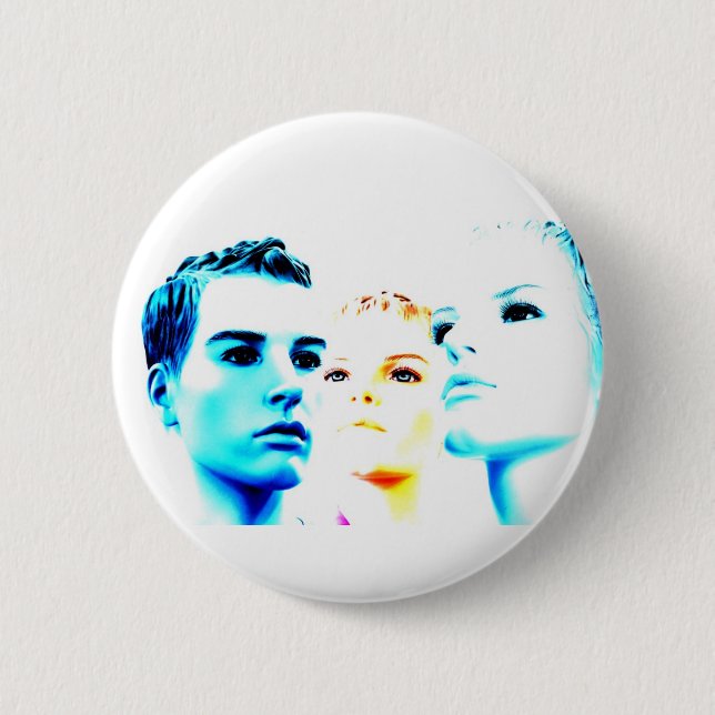 Cool faces (three) friends, minimalist design 6 cm round badge (Front)