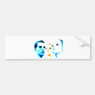 Cool faces (three) friends, minimalist design bumper sticker