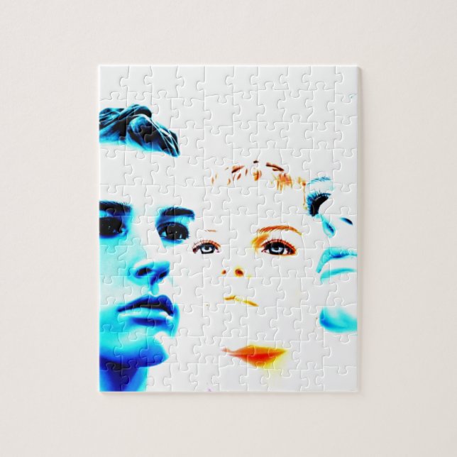 Cool faces (three) friends, minimalist design jigsaw puzzle (Vertical)
