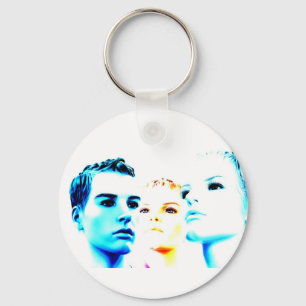 Cool faces (three) friends, minimalist design key ring