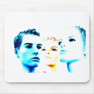 Cool faces (three) friends, minimalist design mouse pad