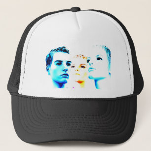 Cool faces (three) friends, minimalist design trucker hat