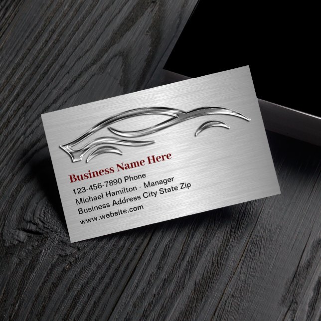 Cool Fake Metallic Look Automotive Business Cards (Creator Uploaded)