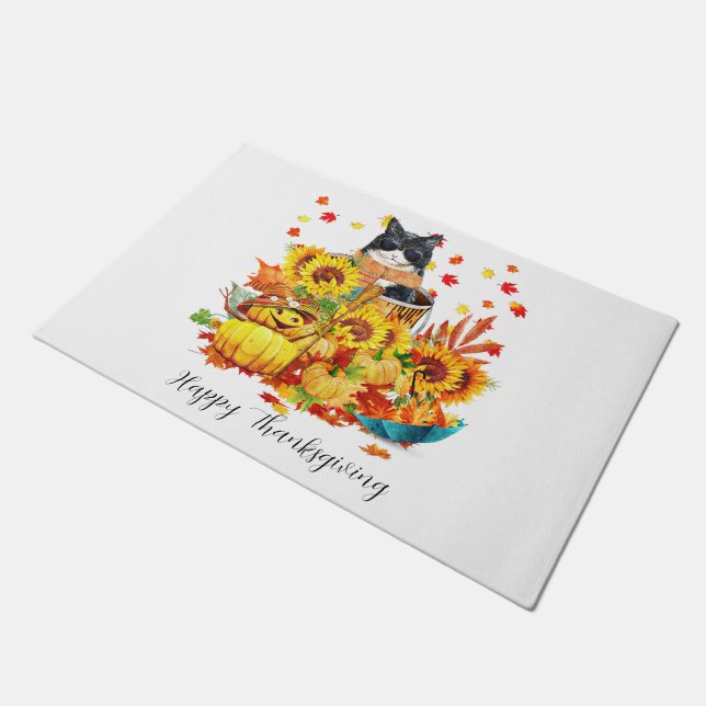 Cool fall cat   doormat (Angled)