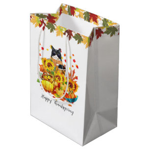 Cool fall cat medium gift bag