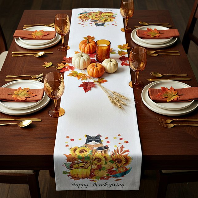 Cool fall cat   short table runner (Creator Uploaded)