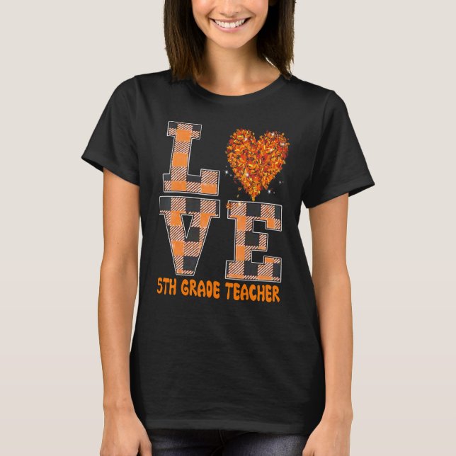 Cool Fall Paraeducator Cute Fall Teacher Fifth Gra T-Shirt (Front)