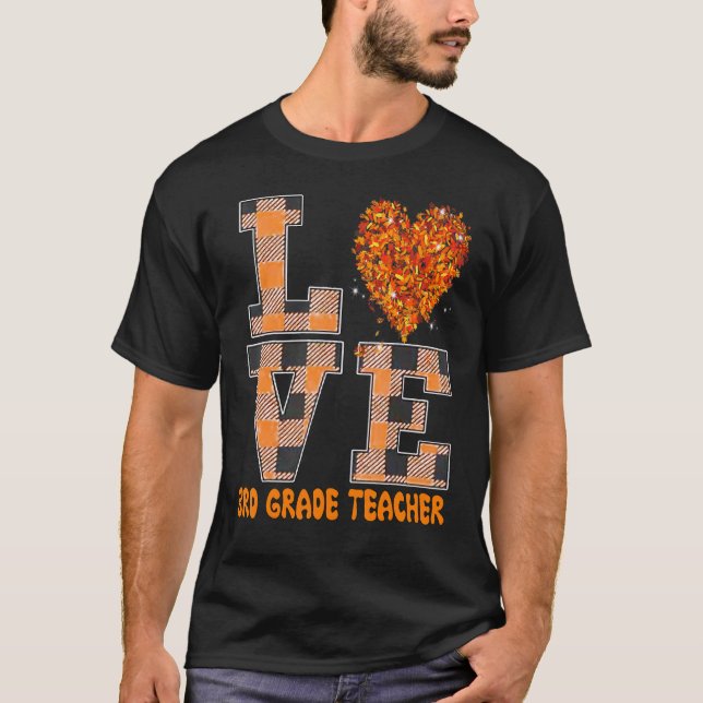 Cool Fall Paraeducator Cute Fall Teacher Third Gra T-Shirt (Front)
