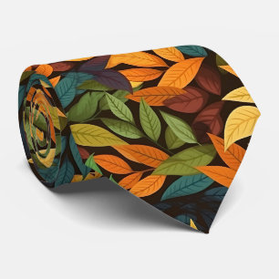 Cool Fall Seasonal leaf tiled pattern Tie