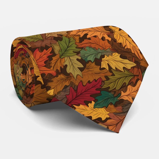 Cool Fall Seasonal leaf tiled pattern  Tie (Rolled)