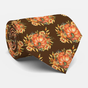cool Fall Seasonal pumpkin tiled neck tie