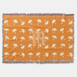 Cool Fall Vibes Monogram Umbrellas Throw Blanket