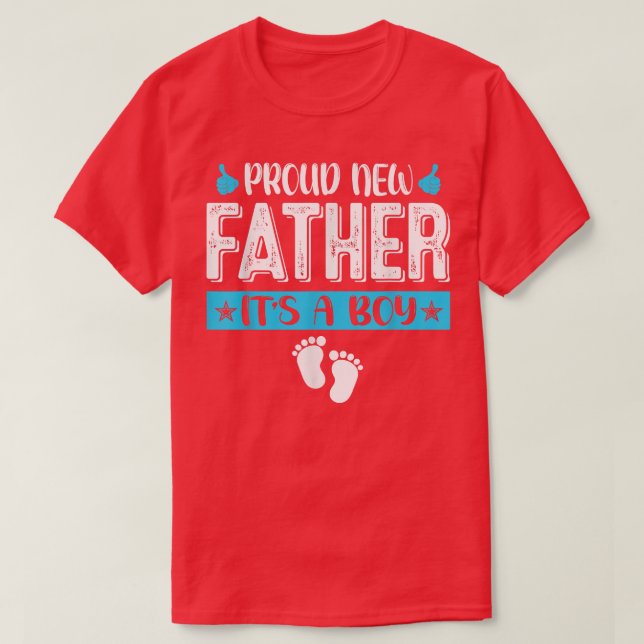Cool Family Proud New Father It's A Boy Gender Rev T-Shirt (Design Front)