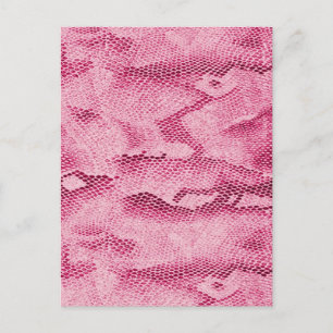 Cool fashionable girly hot pink snake skin image postcard