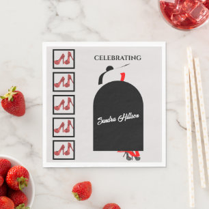 Cool Fashionist Red Black Shoes Birthday Napkin
