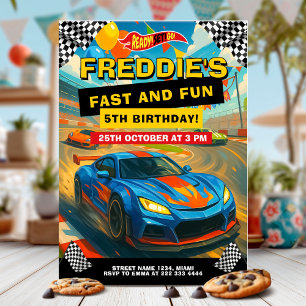 Cool Fast Race Car Birthday Party Invitation