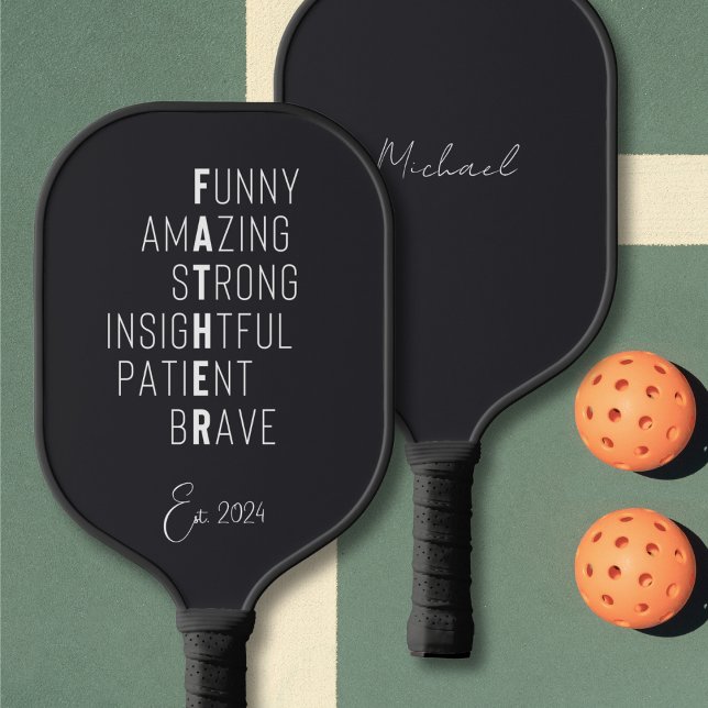 Cool Father Definition Custom Name Black And White Pickleball Paddle (Creator Uploaded)