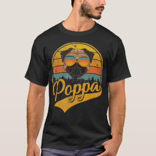 Cool Fathers Day Gifts Retro Vintage Pug Poppa T-Shirt