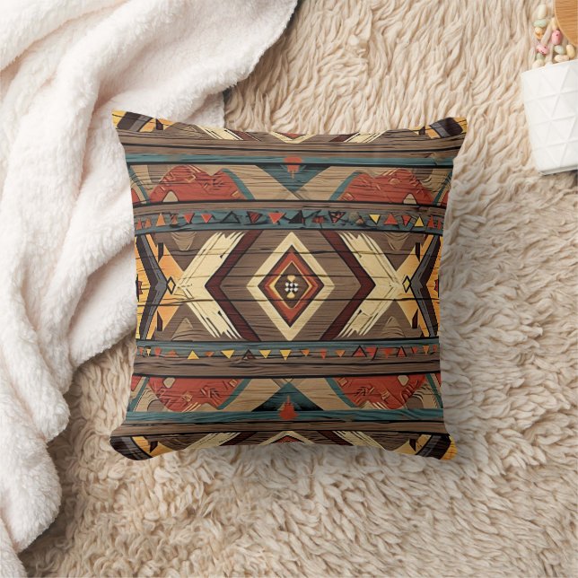Cool faux Aztec wood pattern  Cushion (Blanket)