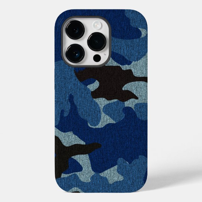 Cool Faux Cloth Blue Camo Pattern Background Case-Mate iPhone Case (Back)
