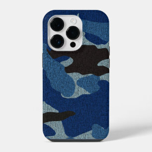 Cool Faux Cloth Blue Camo Pattern Background iPhone Case