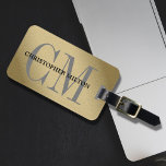 Cool Faux Copper Bold Grey Monogram Luggage Tag<br><div class="desc">Cool fully customisable luggag tag design with FAUX copper background and bold grey monogram. Modern elegant design.</div>