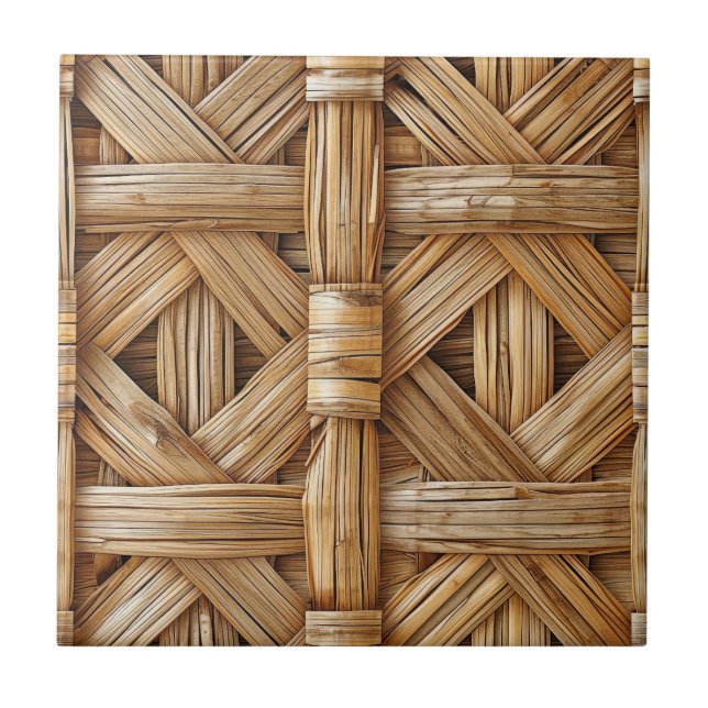 Cool faux weave pattern  ceramic tile (Front)