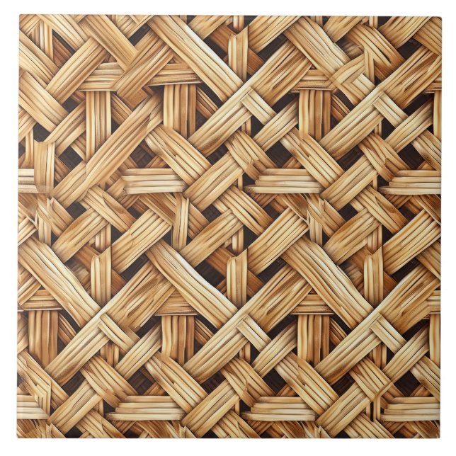 Cool faux weave pattern  ceramic tile (Front)