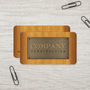 Cool Faux Wood Metal Plate and Wood Construction Business Card