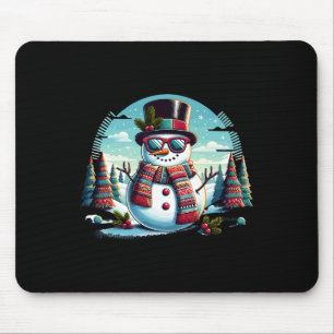 Cool Festive Christmas Snowman In Winter Xmas Holi Mouse Pad