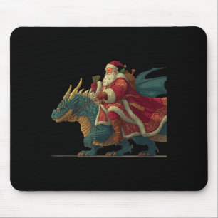 Cool Festive Dragon With Riding Santa Claus Look Mouse Pad