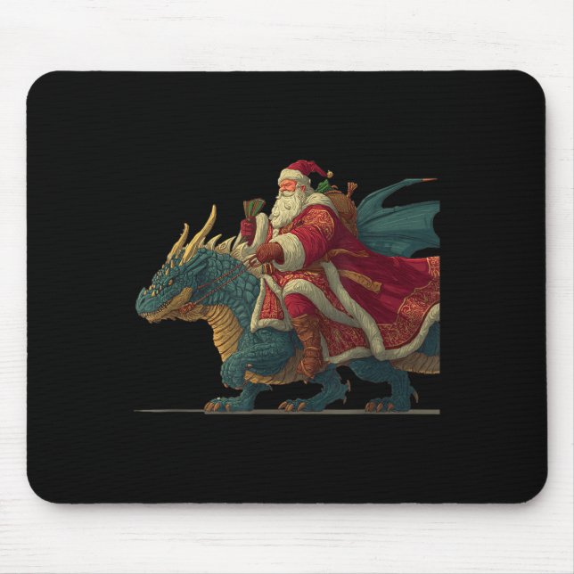 Cool Festive Dragon With Riding Santa Claus Look  Mouse Pad (Front)