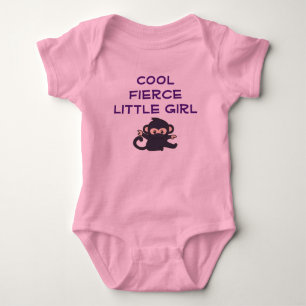 Cool Fierce Girl Funny Cute Cartoon Ninja Monkey Baby Bodysuit