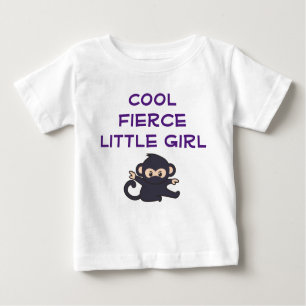 Cool Fierce Girl Funny Cute Cartoon Ninja Monkey Baby T-Shirt